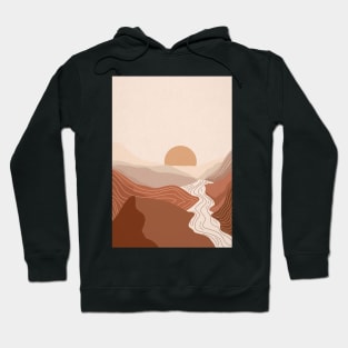 Abstract Bohemian Sunset Painting 6, Abstract Mountains Illustration Hoodie